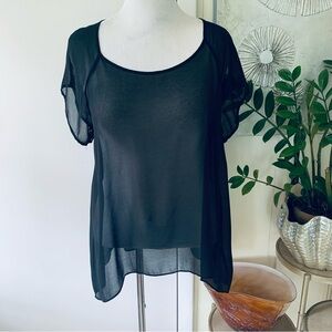 Belle Vere Black Sheer Short-Sleeve Women's Top - Unbranded